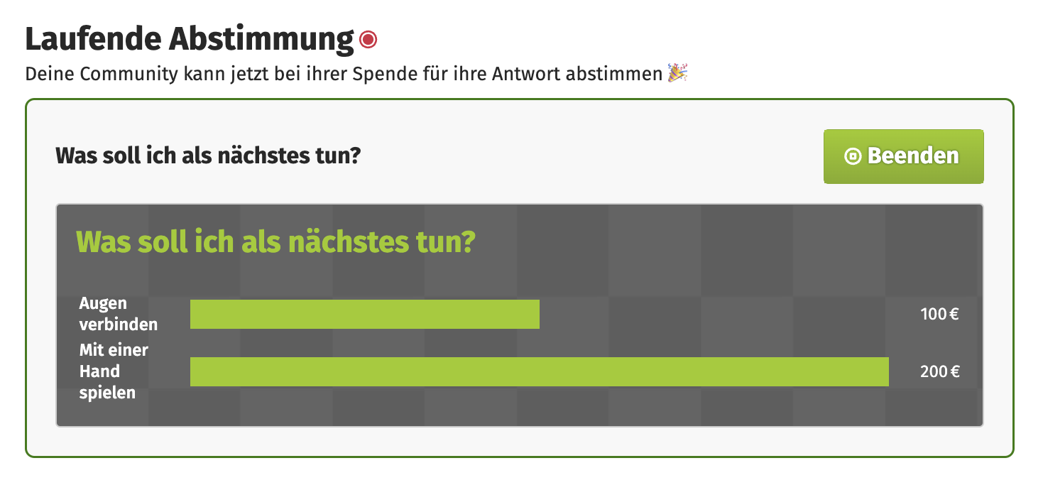 Ein Screenshot davon, wie das neue Voting Feature in Aktion aussehen kann.